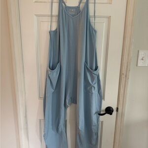 FP Movement by Free People Hot Shot onesie Light Blue Relaxed Jumpsuit Romper